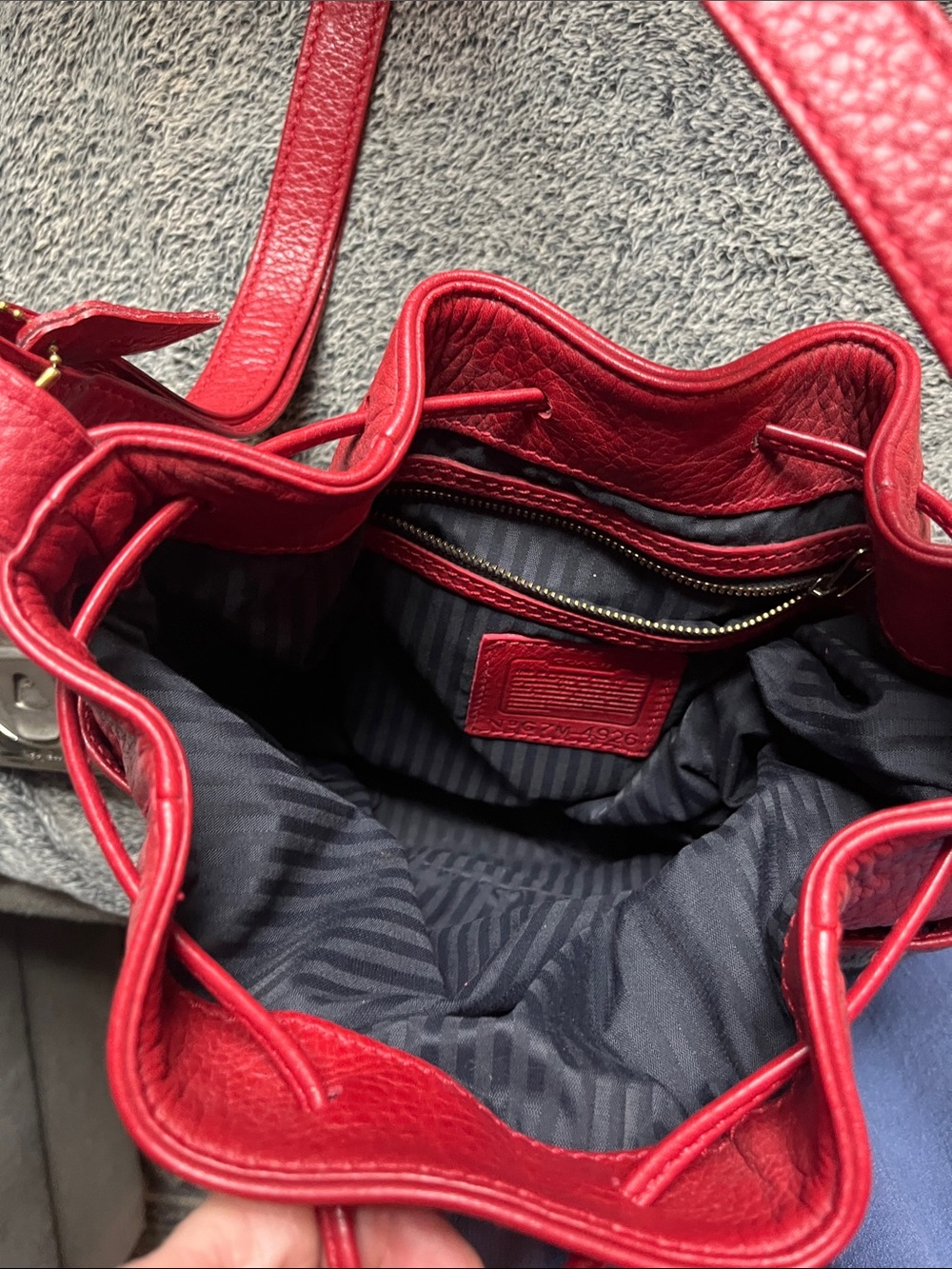 Coach Sonoma 4926 red drawstring purse EUC - Picture 6 of 12